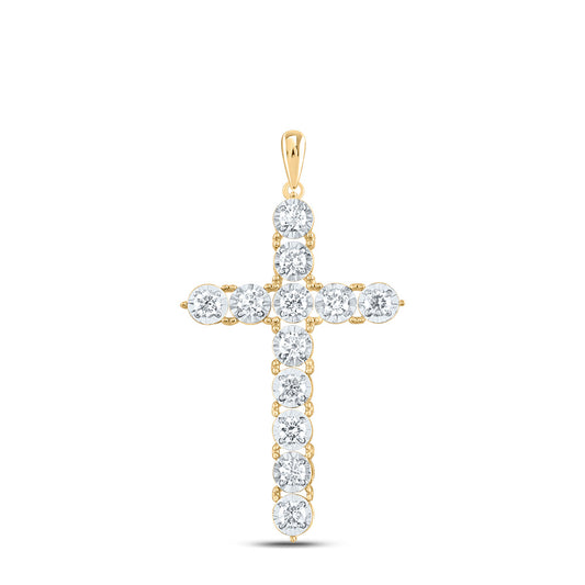 14kt Yellow Gold 1 Cttw Diamond Ana M Fashion Cross Pendant