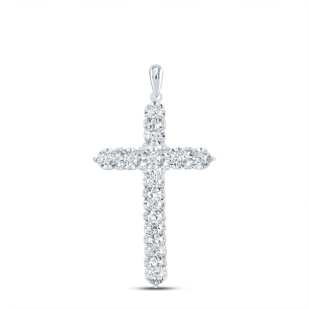 14kt White Gold 3/4 Cttw Diamond Ana M Fashion Cross Pendant