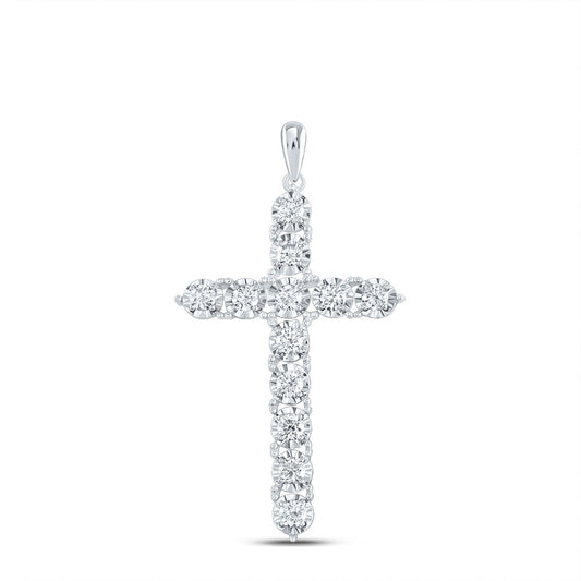 14kt White Gold 3/4 Cttw Diamond Ana M Fashion Cross Pendant