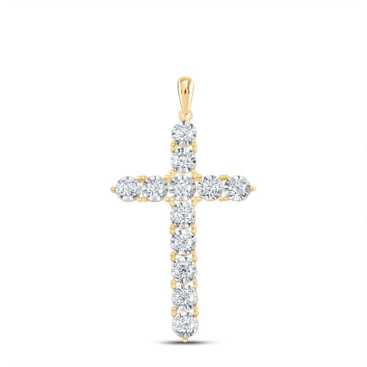 14kt Yellow Gold 5/8 Cttw Diamond Ana M Fashion Cross Pendant