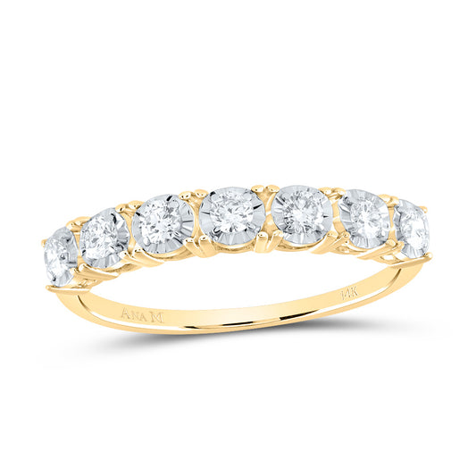 14kt Yellow Gold 1/4 Cttw Diamond Ana M Fashion Wedding Bridal Wedding Engagement Anniversary Womens Band, Women Size: 5-9