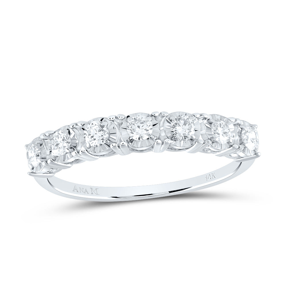 14kt White Gold 1/4 Cttw Diamond Ana M Fashion Wedding Bridal Wedding Engagement Anniversary Womens Band, Women Size: 5-9
