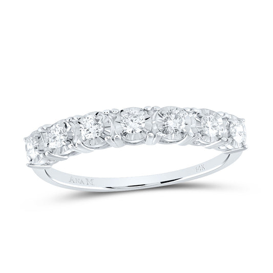 14kt White Gold 1/4 Cttw Diamond Ana M Fashion Wedding Bridal Wedding Engagement Anniversary Womens Band, Women Size: 5-9
