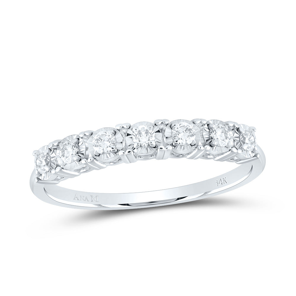 14kt White Gold 1/3 Cttw Diamond Ana M Fashion Wedding Bridal Wedding Engagement Anniversary Womens Band, Women Size: 5-9