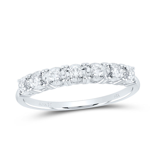 14kt White Gold 1/3 Cttw Diamond Ana M Fashion Wedding Bridal Wedding Engagement Anniversary Womens Band, Women Size: 5-9