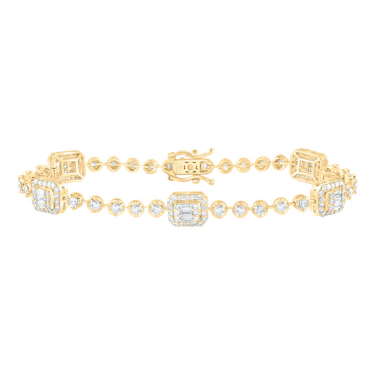 14kt Yellow Gold 2 1/3 Cttw Diamond Ana M Fashion Octagon Bracelet, Length: 7 Inch