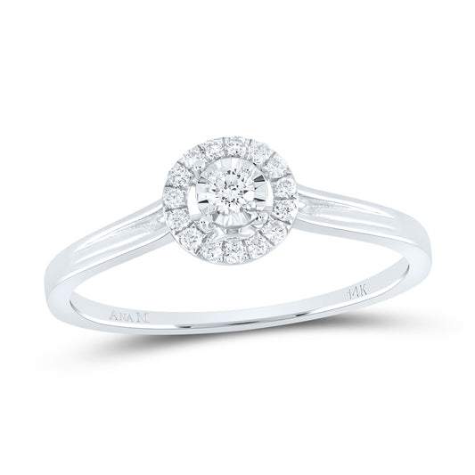 14kt White Gold 1/8 Cttw Diamond Ana M Promise Wedding Engagement Anniversary Ring, Women Size: 5-9