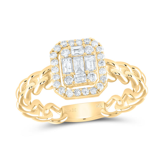 14kt Yellow Gold 3/8 Cttw Diamond Ana M Cushion Bridal Wedding Engagement Anniversary Ring, Women Size: 5-9