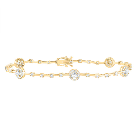 14kt Yellow Gold 1 1/2 Cttw Diamond Ana M Fashion Round Bracelet, Length: 7 Inch