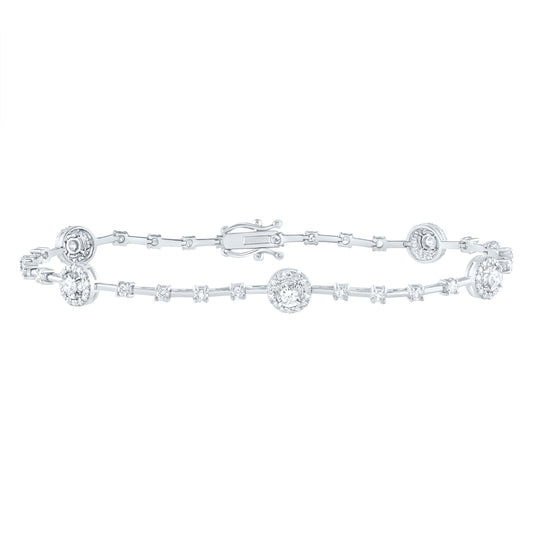 14kt White Gold 1 1/2 Cttw Diamond Ana M Fashion Round Bracelet, Length: 7 Inch