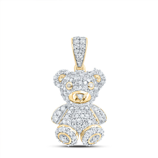 10kt Yellow Gold 3/8 Cttw Diamond Fashion Teddy Bear Pendant