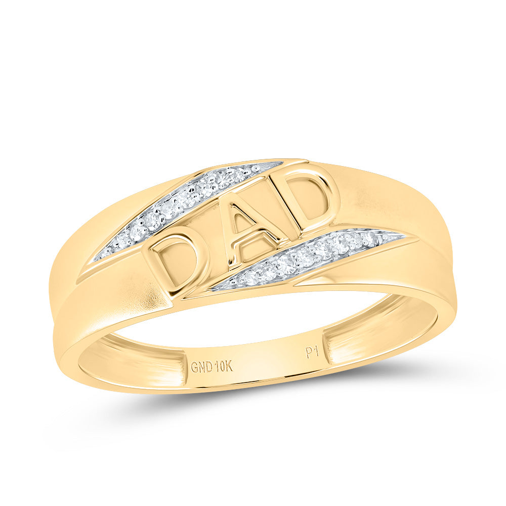 10kt Yellow Gold 1/12 Cttw Diamond Dad Men Wedding Engagement Anniversary Ring, Women Size: 5-9