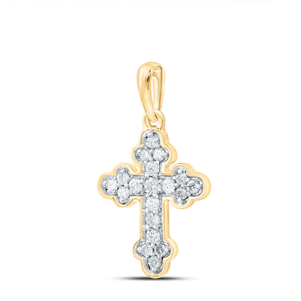 10kt Yellow Gold 1/8 Cttw Diamond Cross Pendant