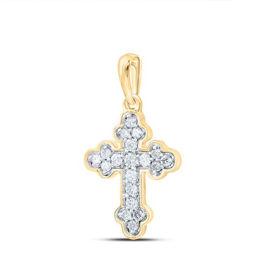 10kt Yellow Gold 1/8 Cttw Diamond Cross Pendant