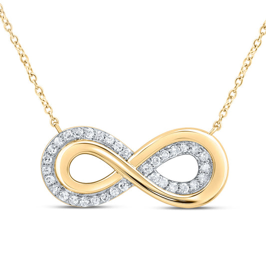 10kt Yellow Gold 1/8 Cttw Diamond Infinity Necklace, Length: 18 Inch