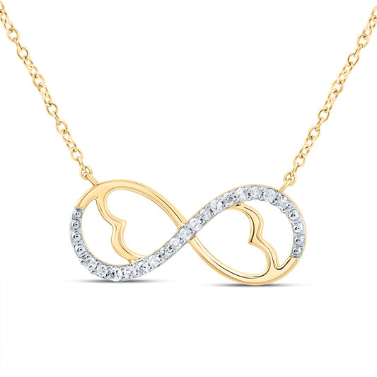 10K Yellow Gold 1/12 Ctw Natural Diamond Infinity Necklace (18 Inch)