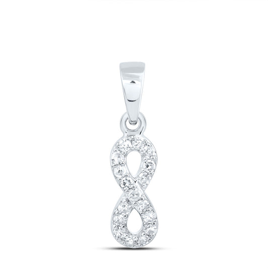 10kt White Gold 1/10 Cttw Diamond Infinity Pendant