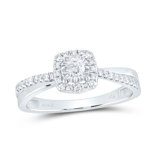 14kt White Gold 1/3 Cttw Diamond Ana M Cushion Bridal Wedding Engagement Anniversary Ring, Women Size: 5-9