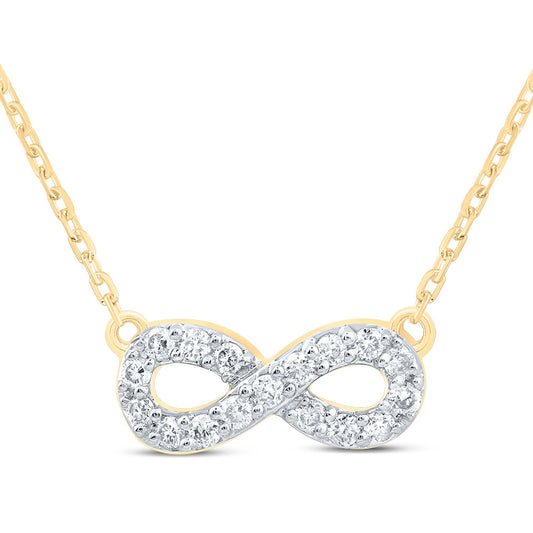 10kt Yellow Gold 1/8 Cttw Diamond Infinity Necklace, Length: 18 Inch