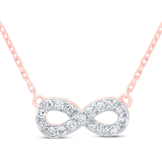 10kt Rose Gold 1/8 Cttw Diamond Infinity Necklace, Length: 18 Inch