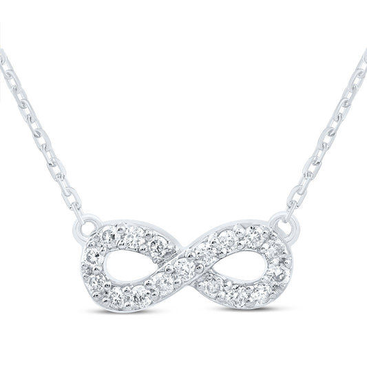 10kt White Gold 1/8 Cttw Diamond Infinity Necklace, Length: 18 Inch