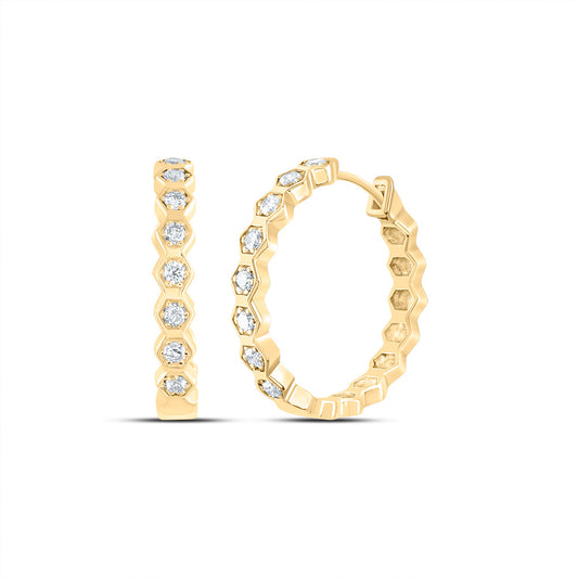 14kt Yellow Gold 1/3 Cttw Diamond Ana M Fashion Hoop Earring