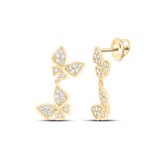 14kt Yellow Gold 1/3 Cttw Diamond Ana M Butterfly Fashion Dangling Earring