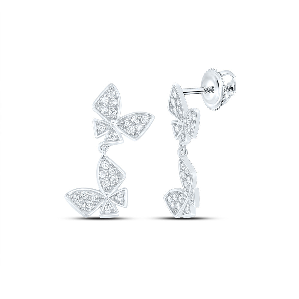 14kt White Gold 1/3 Cttw Diamond Ana M Butterfly Fashion Dangling Earring
