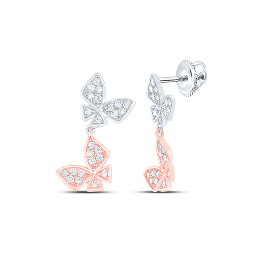 14kt Rose Gold 1/3 Cttw Diamond Ana M Butterfly Fashion Dangling Earring