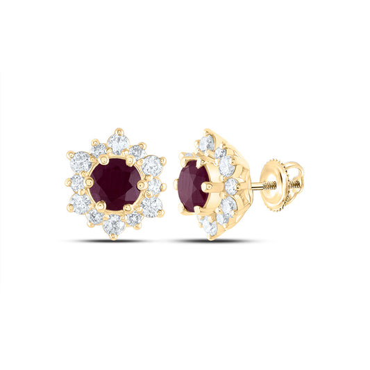 14kt Yellow Or White Gold Diamond Ana M 4.5mm Round Natural Gem Stud Earring