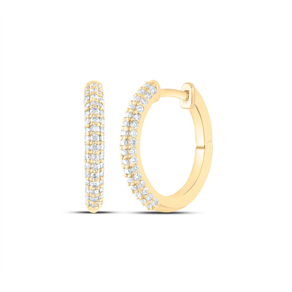 14kt Yellow Gold 3/8 Cttw Diamond Fashion Hoop Earring
