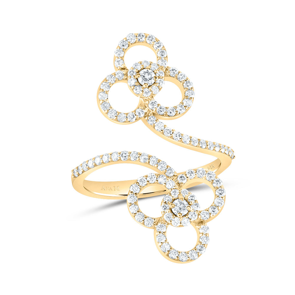 14kt Yellow Gold 5/8 Cttw Diamond Ana M Bridal Wedding Engagement Anniversary Ring, Women Size: 5-9