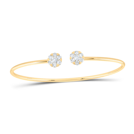 14kt Yellow Gold 7/8 Cttw Diamond Ana M Flower Bangle