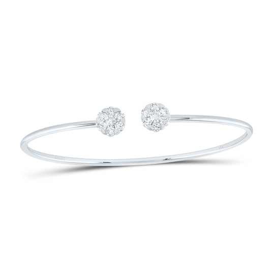 14kt White Gold 7/8 Cttw Diamond Ana M Flower Bangle