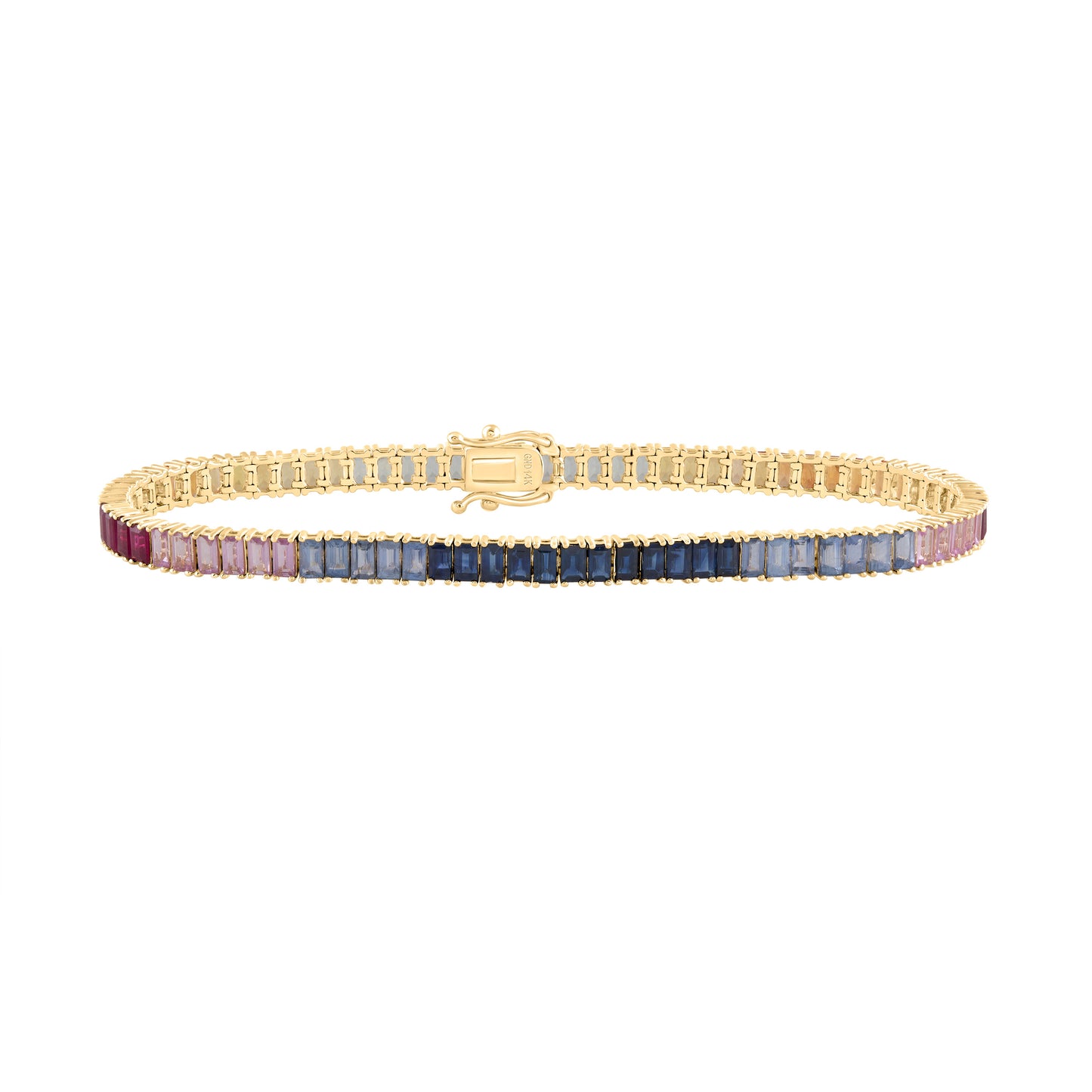 14kt Yellow Gold 9 1/2 Cttw Bag Natural Gem Multicolor Tennis Bracelet, Length: 7 Inch