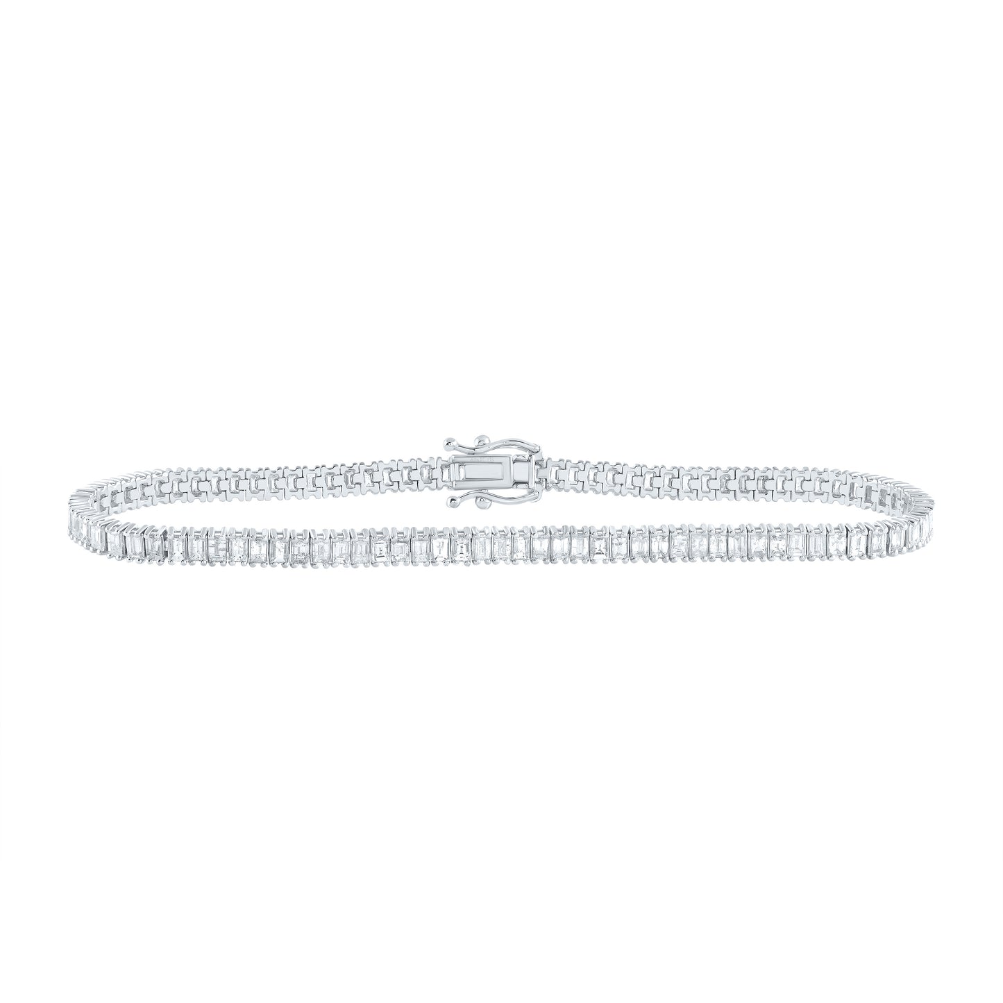 14kt White Gold 3 1/2 Cttw Diamond Ana M Fashion Baguette Tennis Bracelet, Length: 7 Inch
