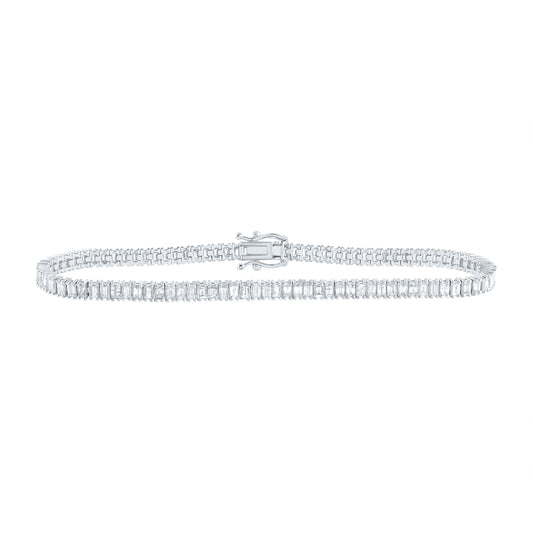 14kt White Gold 3 1/2 Cttw Diamond Ana M Fashion Baguette Tennis Bracelet, Length: 7 Inch