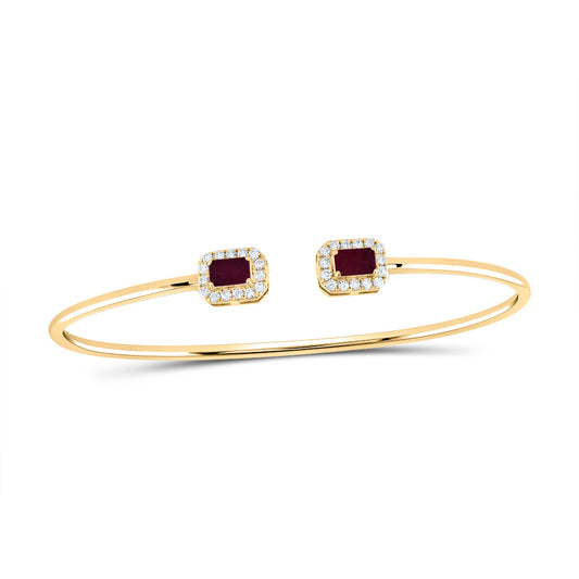 14kt Yellow Gold 1/4 Cttw Diamond Ana M 5x3mm Emerald Ruby Natural Gem Bangle
