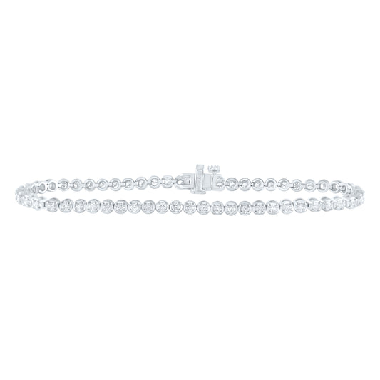 14kt White Gold 1 3/4 Cttw Diamond Fashion Round Tennis Bracelet, Length: 7 Inch