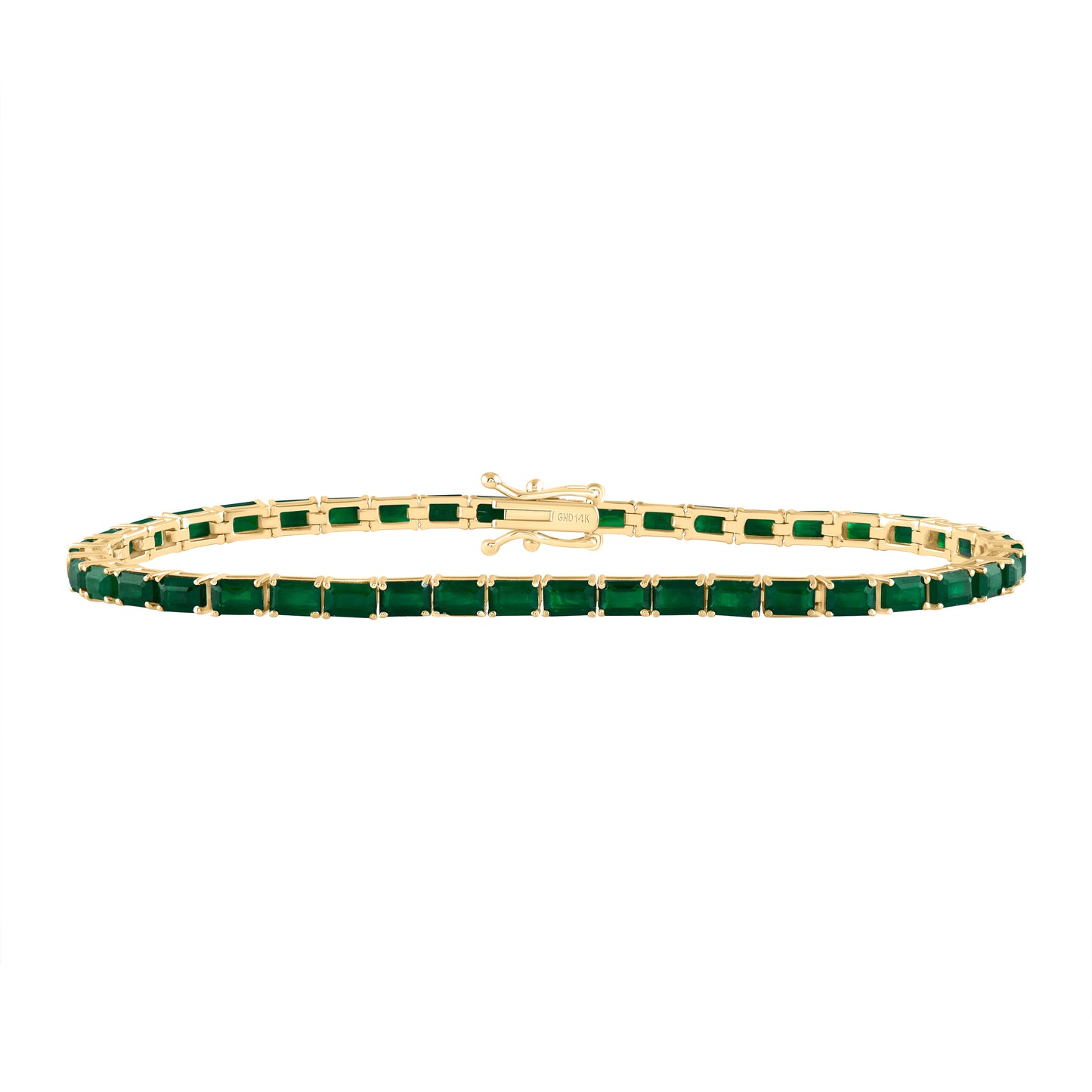 14kt Yellow Gold 7 3/4 Cttw Emerald Emerald Natural Gem Fashion Tennis Bracelet, Length: 7 Inch