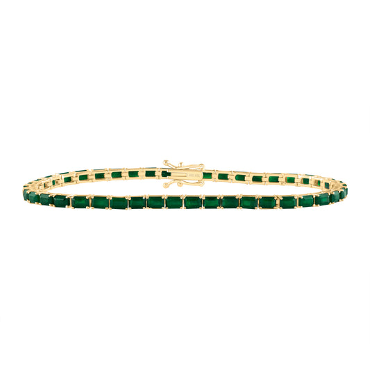 14kt Yellow Gold 7 3/4 Cttw Emerald Emerald Natural Gem Fashion Tennis Bracelet, Length: 7 Inch