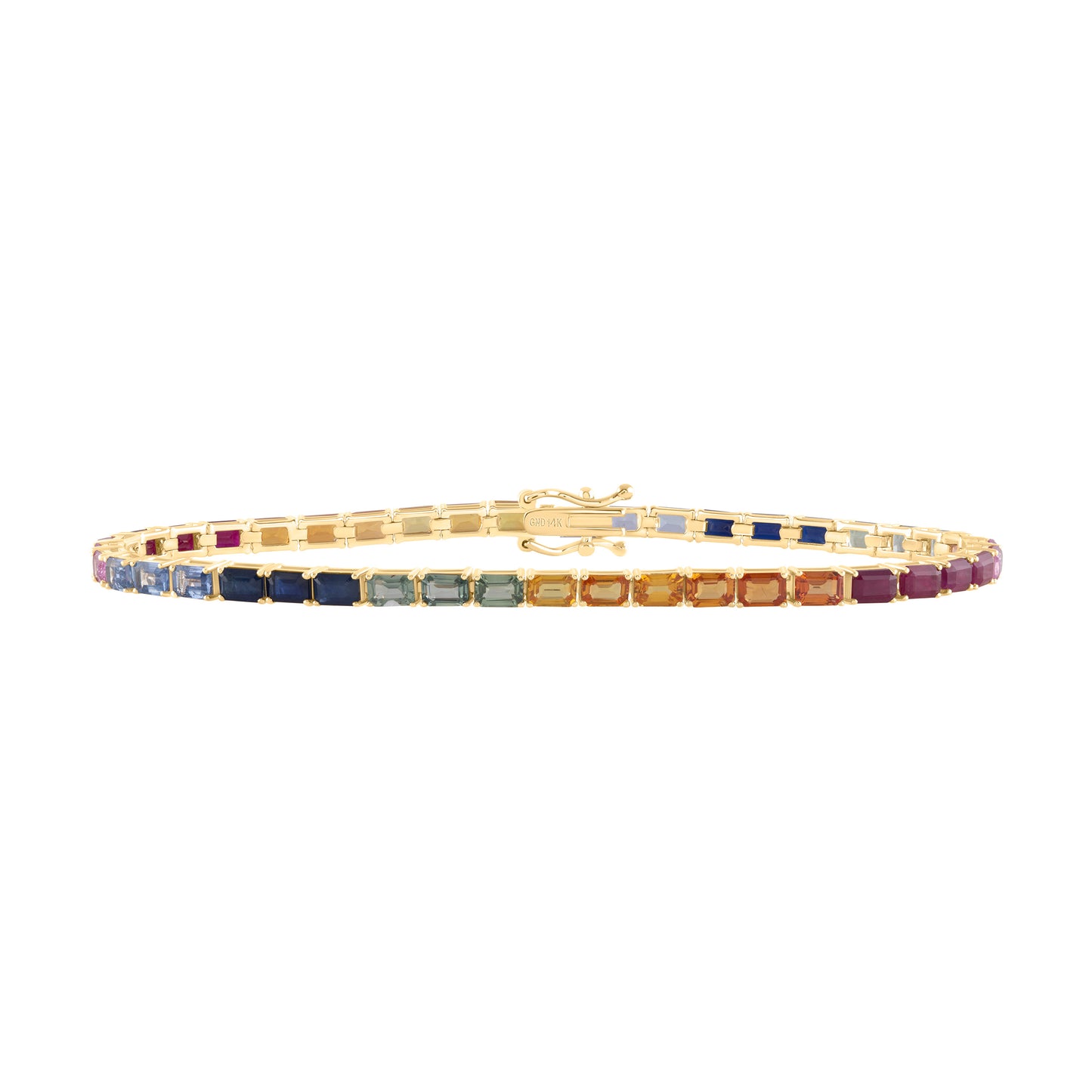14kt Yellow Gold 10 Cttw Emerald Natural Gem Multicolor Tennis Bracelet, Length: 7 Inch