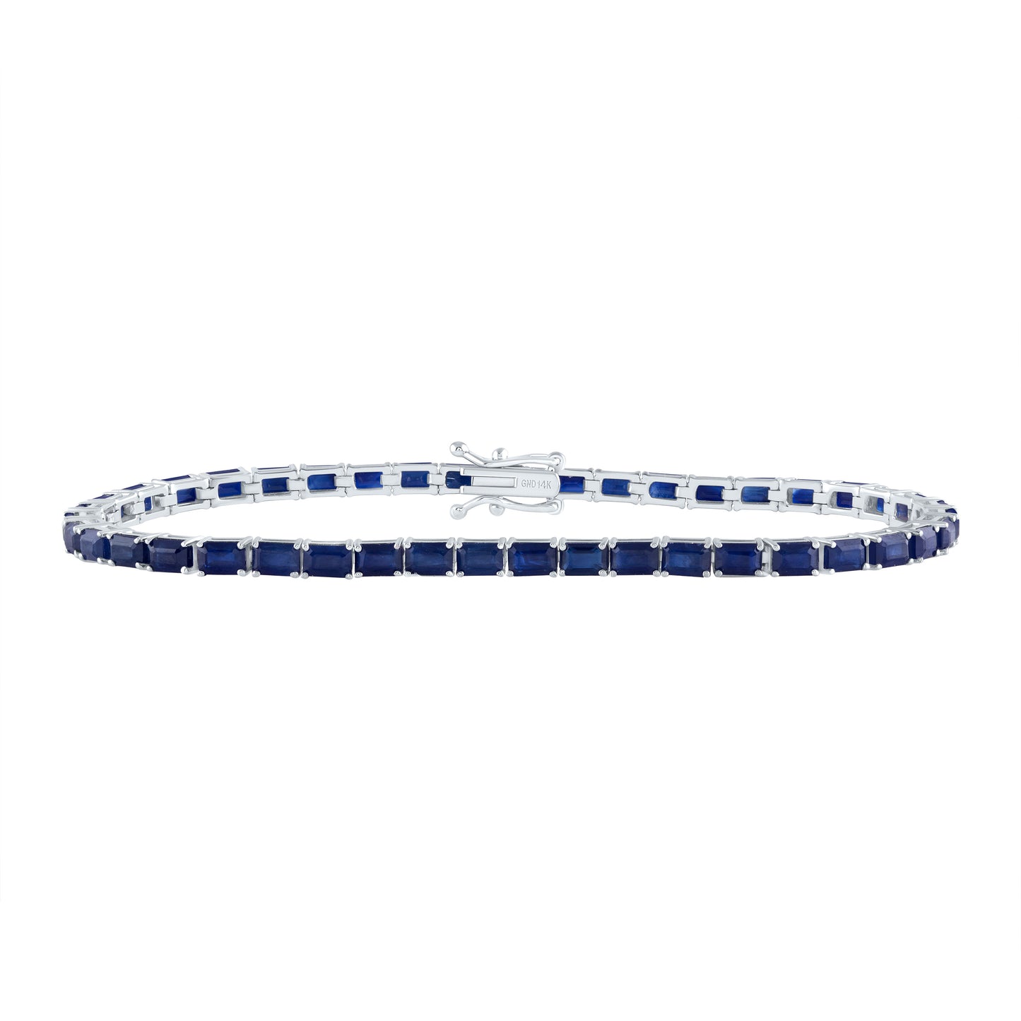 14kt White Gold 10 1/2 Cttw Emerald Blue Sapphire Natural Gem Fashion Tennis Bracelet, Length: 7 Inch