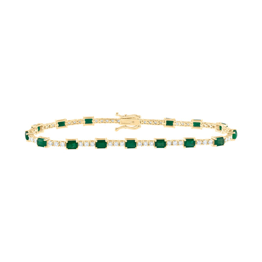 14kt Yellow Gold 1 Cttw Diamond Ana M 2 7/8 Cttw Emerald Emerald Natural Gem Fashion Bracelet, Length: 7 Inch