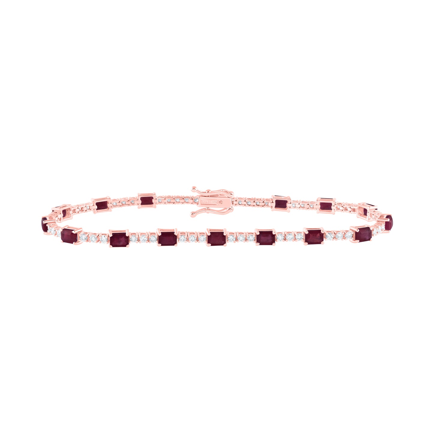 14kt Rose Gold 1 Cttw Diamond Ana M 4 1/2 Cttw Emerald Ruby Natural Gem Fashion Bracelet, Length: 7 Inch