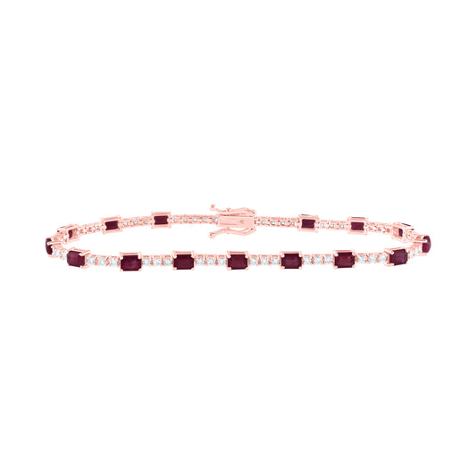 14kt Rose Gold 1 Cttw Diamond Ana M 4 1/2 Cttw Emerald Ruby Natural Gem Fashion Bracelet, Length: 7 Inch