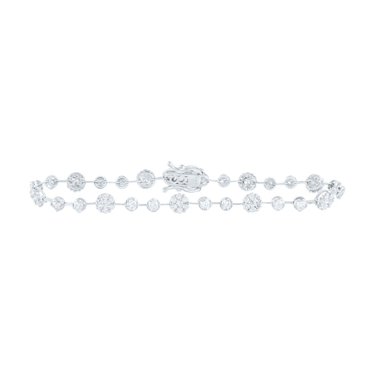 14kt White Gold 2 1/2 Cttw Diamond Ana M Fashion Flower Bracelet, Length: 7 Inch