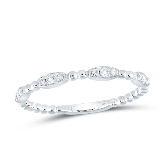14kt White Gold 1/8 Cttw Diamond Ana M Wedding Engagement Fashion Band, Women Size: 5-9
