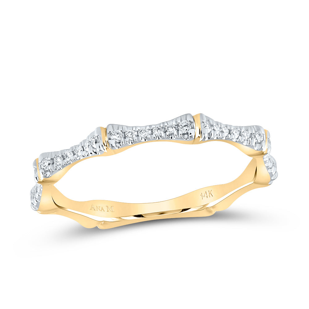14kt Yellow Gold 1/8 Cttw Diamond Ana M Wedding Engagement Fashion Band, Women Size: 5-9