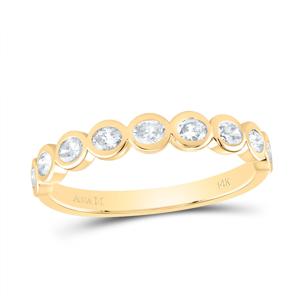14kt Yellow Gold 1/2 Cttw Diamond Ana M Fashion Oval Wedding Engagement Anniversary Band, Women Size: 5-9